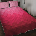 Pink Geometric Square Pattern Print Quilt Bed Set