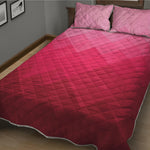 Pink Geometric Square Pattern Print Quilt Bed Set