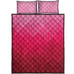 Pink Geometric Square Pattern Print Quilt Bed Set