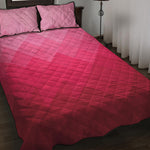 Pink Geometric Square Pattern Print Quilt Bed Set