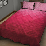 Pink Geometric Square Pattern Print Quilt Bed Set
