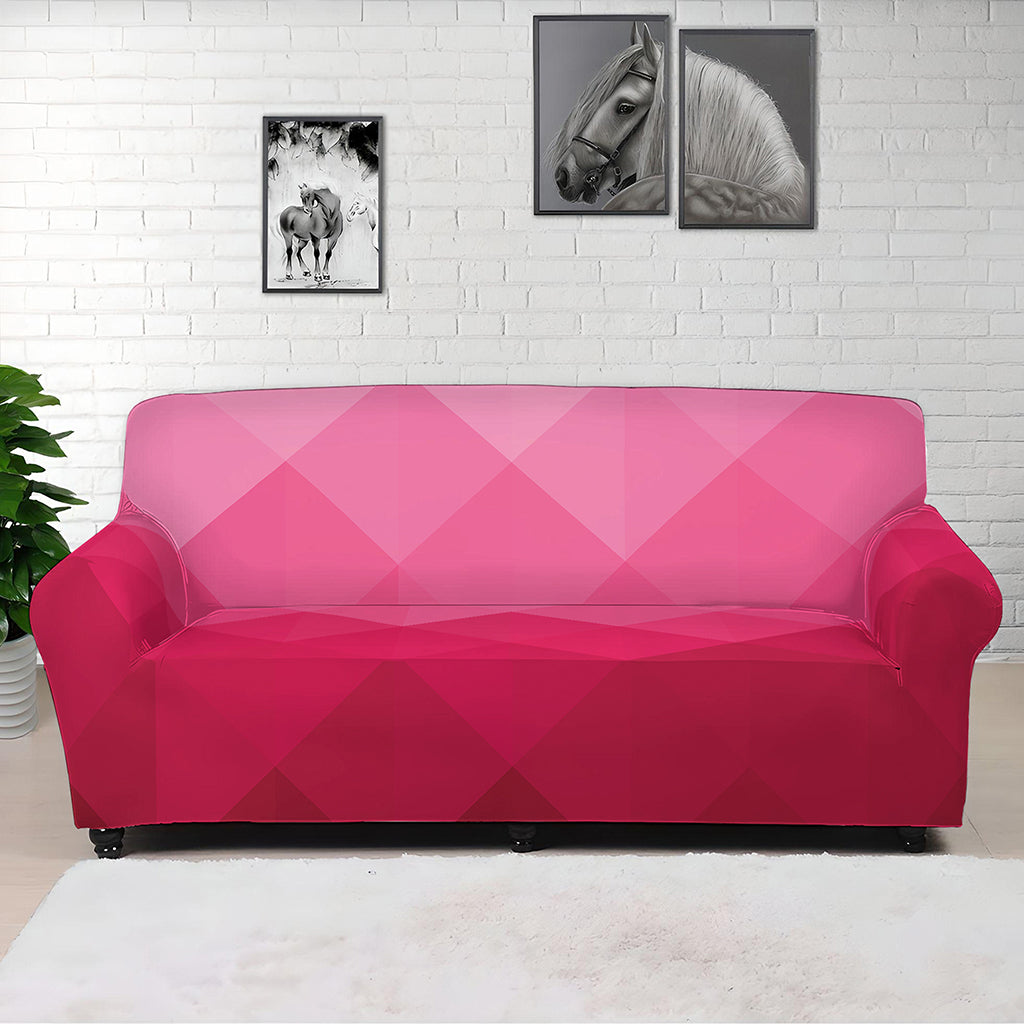 Pink Geometric Square Pattern Print Sofa Cover