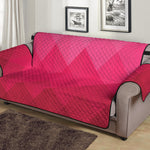 Pink Geometric Square Pattern Print Sofa Protector