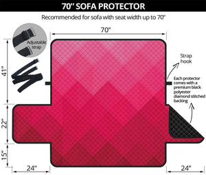 Pink Geometric Square Pattern Print Sofa Protector