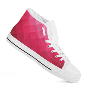 Pink Geometric Square Pattern Print White High Top Shoes