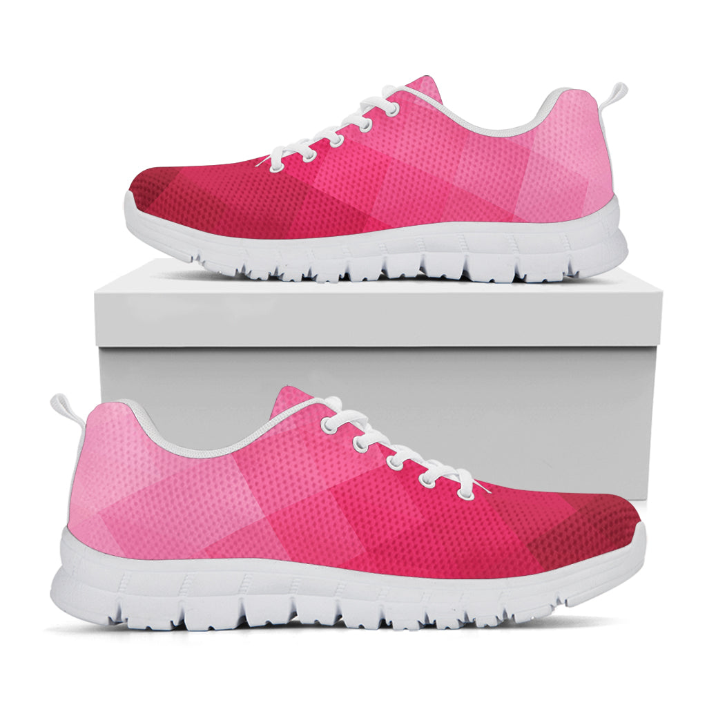 Pink Geometric Square Pattern Print White Sneakers