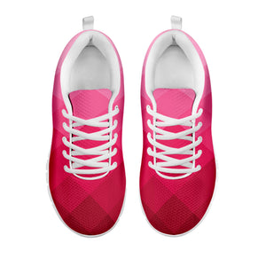 Pink Geometric Square Pattern Print White Sneakers