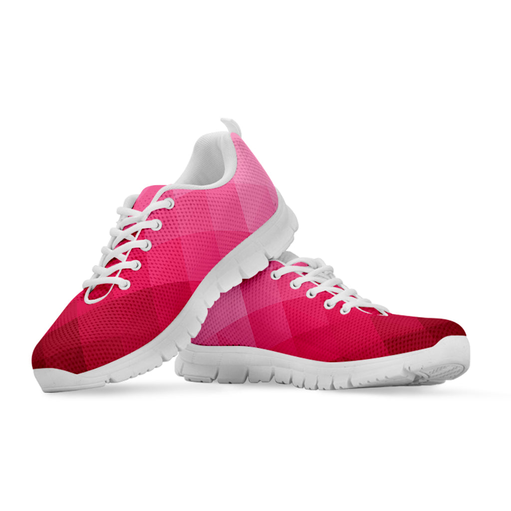 Pink Geometric Square Pattern Print White Sneakers