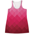 Pink Geometric Square Pattern Print Women's Racerback Tank Top