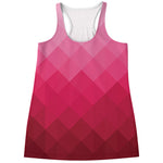 Pink Geometric Square Pattern Print Women's Racerback Tank Top