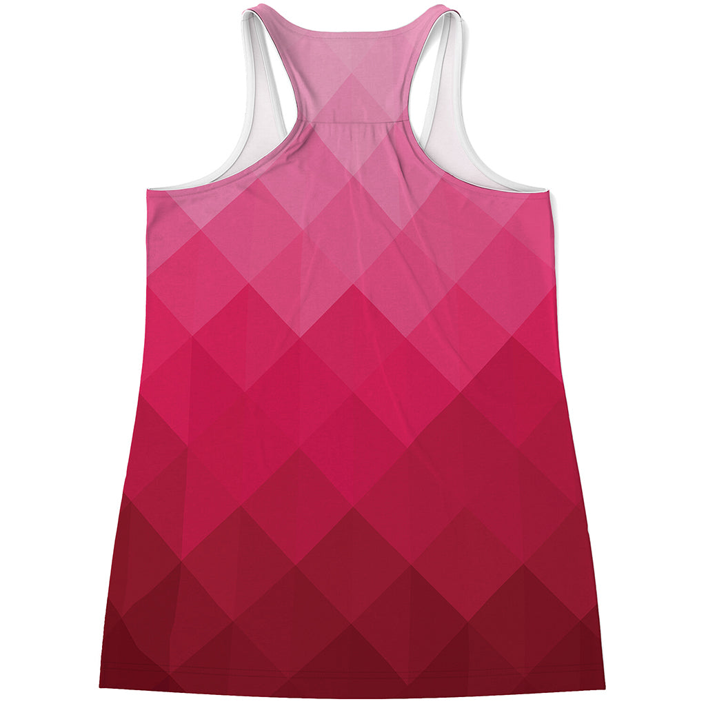 Pink Geometric Square Pattern Print Women's Racerback Tank Top