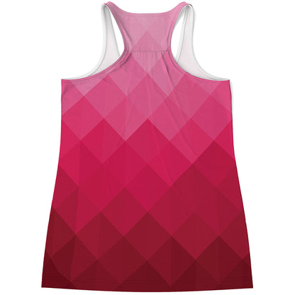 Pink Geometric Square Pattern Print Women's Racerback Tank Top