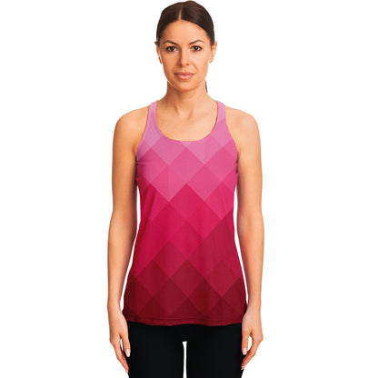Pink Geometric Square Pattern Print Women's Racerback Tank Top