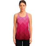 Pink Geometric Square Pattern Print Women's Racerback Tank Top
