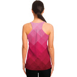 Pink Geometric Square Pattern Print Women's Racerback Tank Top