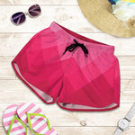 Pink Geometric Square Pattern Print Women's Shorts