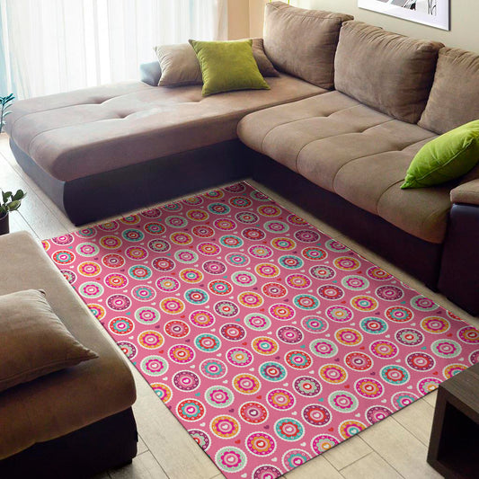 Pink Girly Flower Pattern Print Area Rug