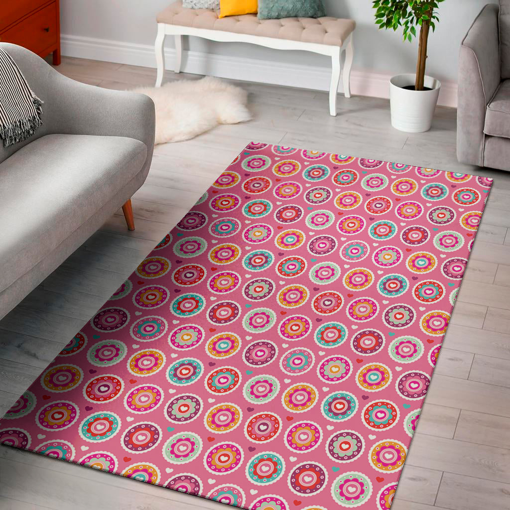 Pink Girly Flower Pattern Print Area Rug