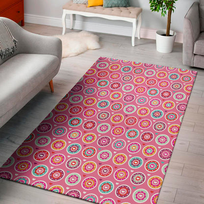 Pink Girly Flower Pattern Print Area Rug