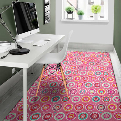 Pink Girly Flower Pattern Print Area Rug