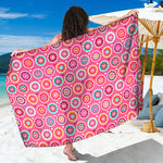 Pink Girly Flower Pattern Print Beach Sarong Wrap