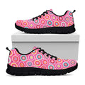 Pink Girly Flower Pattern Print Black Running Shoes