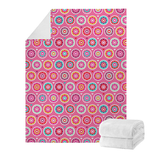 Pink Girly Flower Pattern Print Blanket
