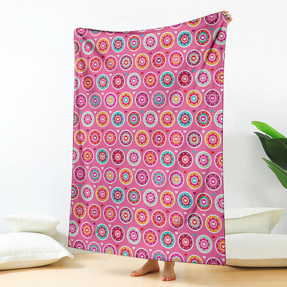 Pink Girly Flower Pattern Print Blanket