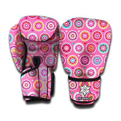 Pink Girly Flower Pattern Print Boxing Gloves