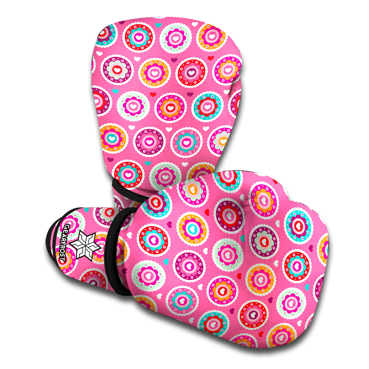 Pink Girly Flower Pattern Print Boxing Gloves