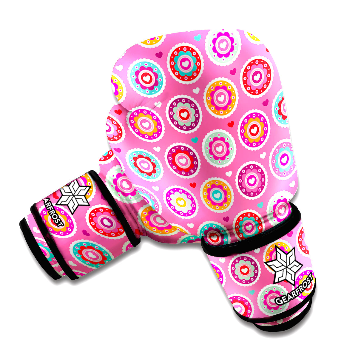 Pink Girly Flower Pattern Print Boxing Gloves