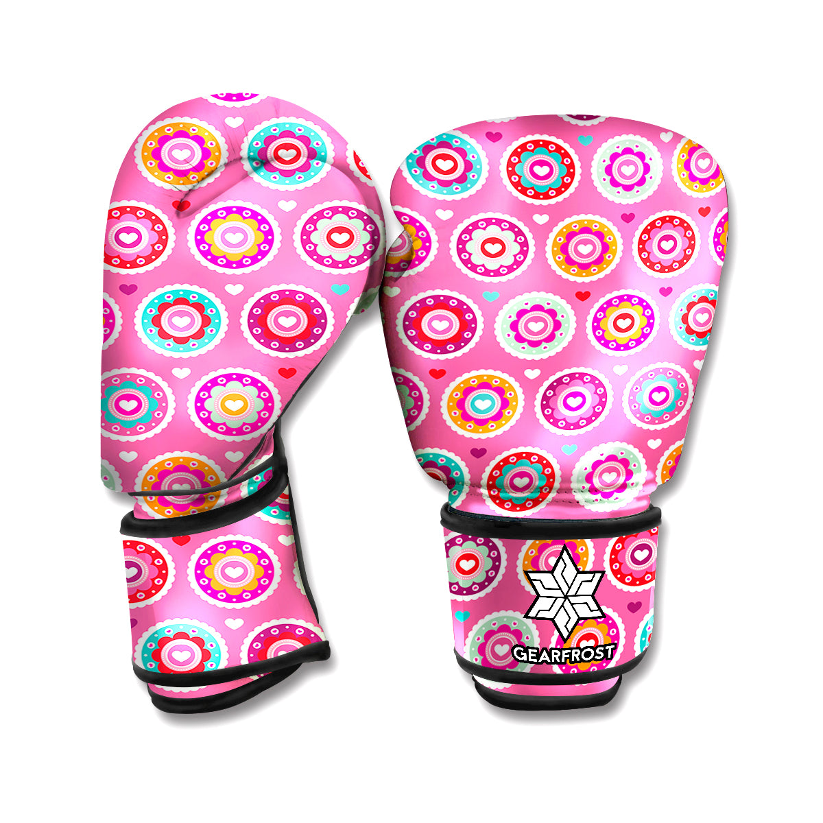 Pink Girly Flower Pattern Print Boxing Gloves