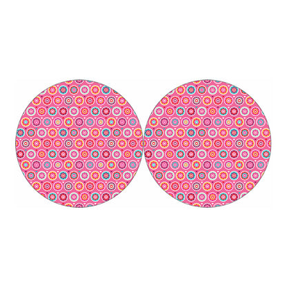 Pink Girly Flower Pattern Print Car Coasters