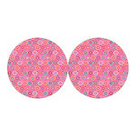 Pink Girly Flower Pattern Print Car Coasters