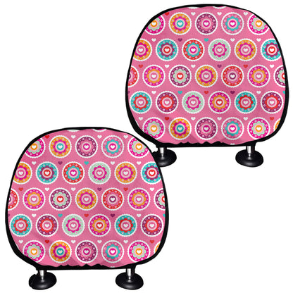 Pink Girly Flower Pattern Print Car Headrest Covers