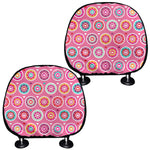 Pink Girly Flower Pattern Print Car Headrest Covers