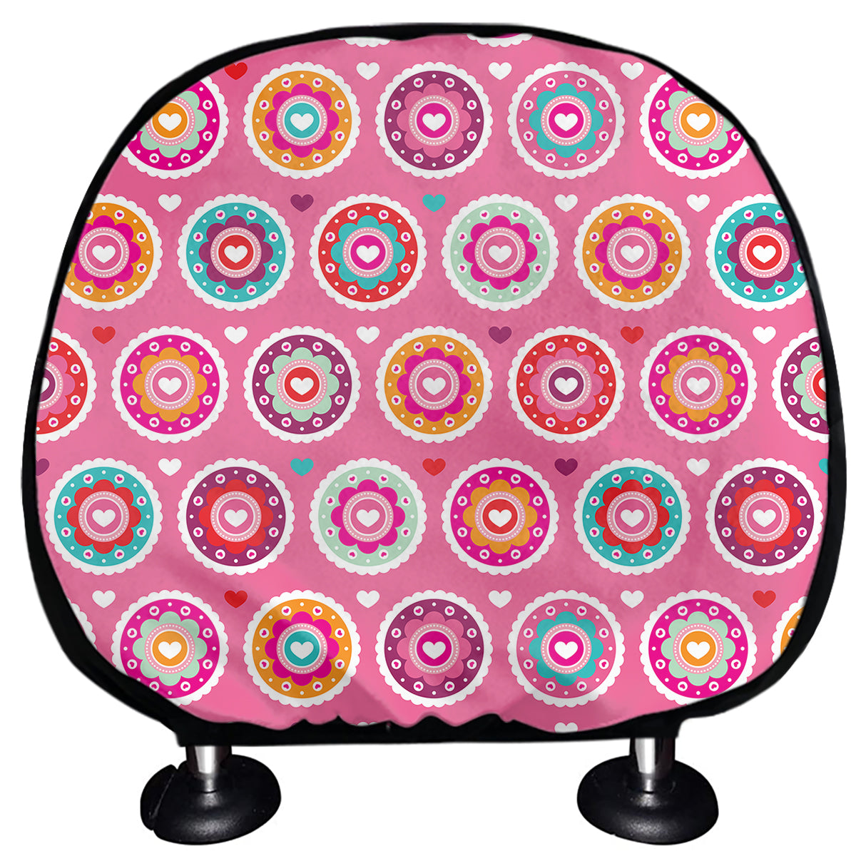 Pink Girly Flower Pattern Print Car Headrest Covers