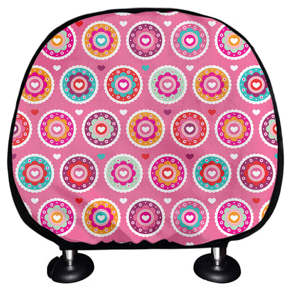 Pink Girly Flower Pattern Print Car Headrest Covers