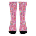 Pink Girly Flower Pattern Print Crew Socks