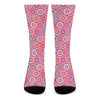 Pink Girly Flower Pattern Print Crew Socks