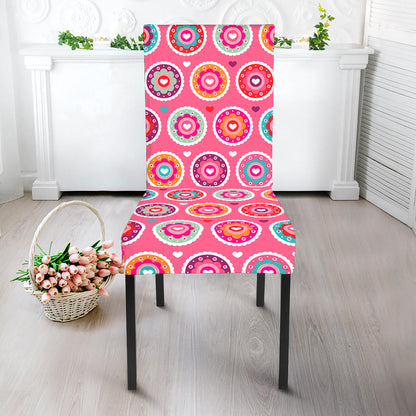 Pink Girly Flower Pattern Print Dining Chair Slipcover