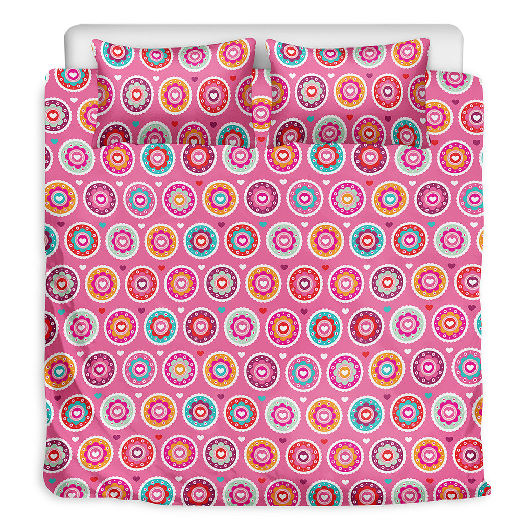 Pink Girly Flower Pattern Print Duvet Cover Bedding Set
