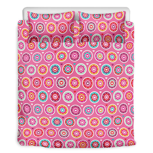 Pink Girly Flower Pattern Print Duvet Cover Bedding Set
