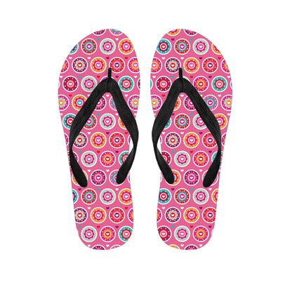 Pink Girly Flower Pattern Print Flip Flops
