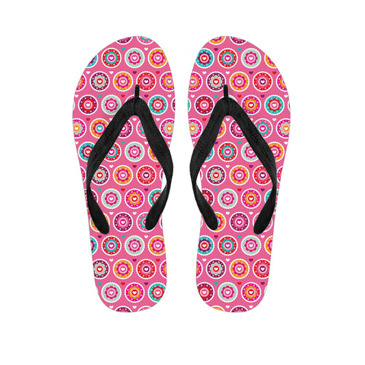 Pink Girly Flower Pattern Print Flip Flops