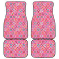 Pink Girly Flower Pattern Print Front and Back Car Floor Mats