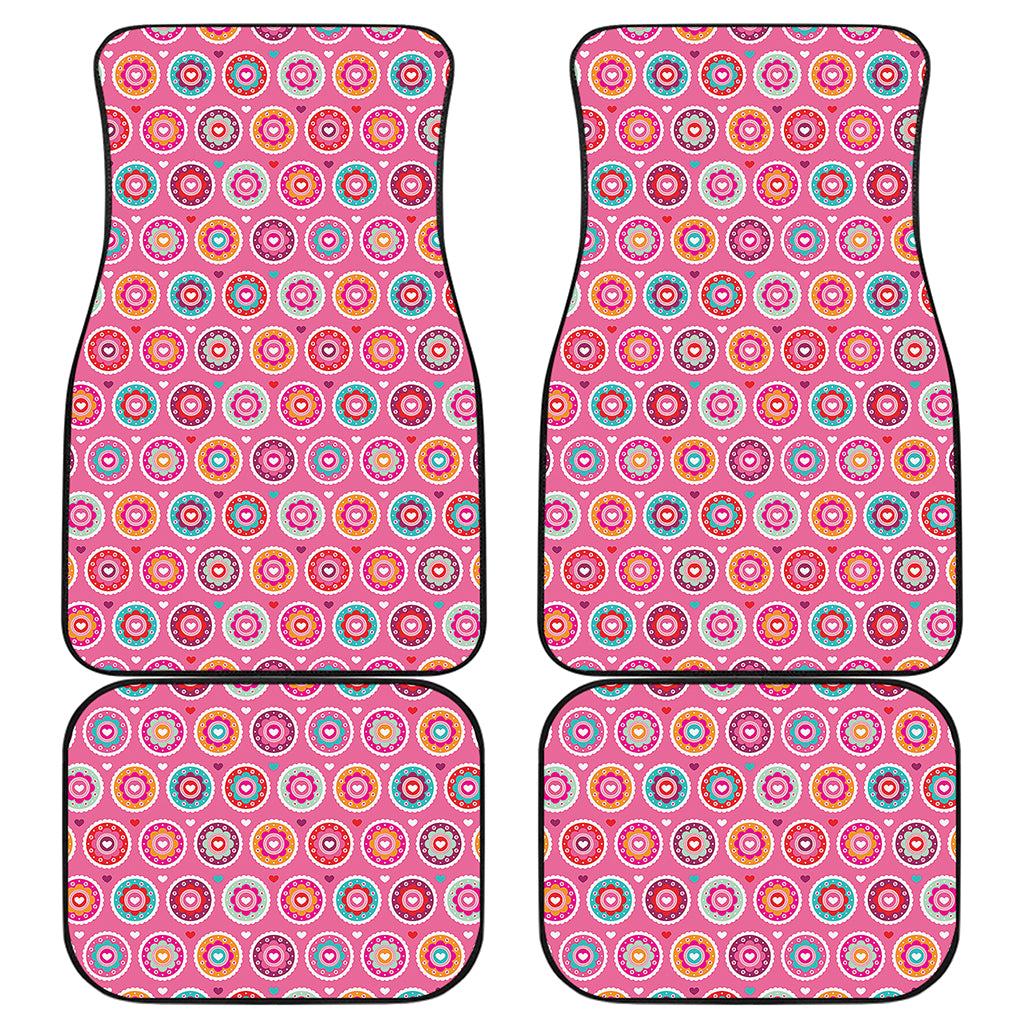 Pink Girly Flower Pattern Print Front and Back Car Floor Mats