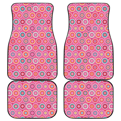 Pink Girly Flower Pattern Print Front and Back Car Floor Mats
