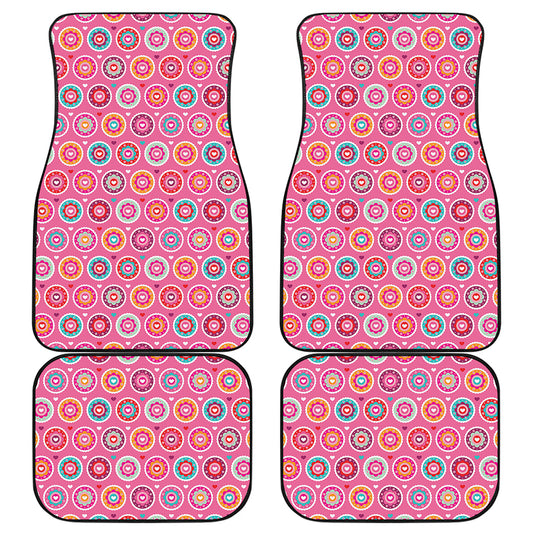 Pink Girly Flower Pattern Print Front and Back Car Floor Mats
