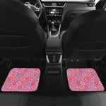 Pink Girly Flower Pattern Print Front and Back Car Floor Mats
